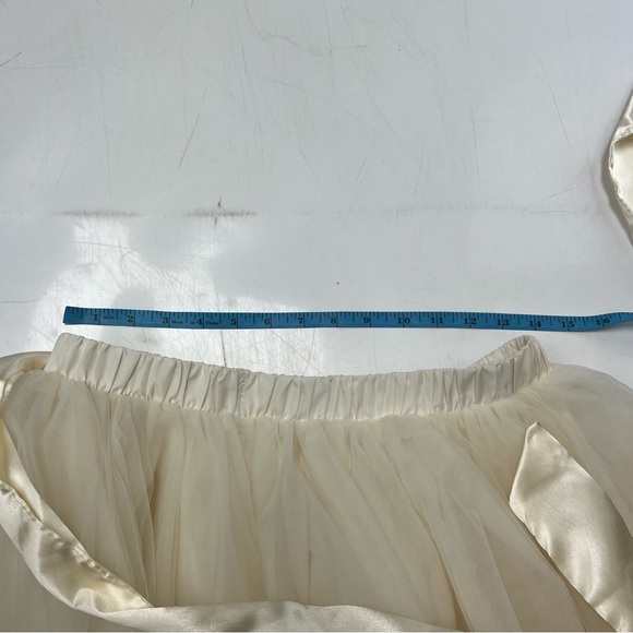 women’s beige white tulle over knee ballerina skirt M L L130-3 - Picture 6 of 6